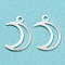 Eco-friendly Brass Pendants, Cadmium Free & Lead Free, Moon Charm, 925 Sterling Silver Plated, 16x11x1mm, Hole: 1.2mm