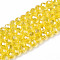 Electroplate Glass Beads Strands, AB Color Plated, Faceted, Rondelle, Gold, 8x6mm, Hole: 1mm, about 63~65pcs/strand, 39~40cm