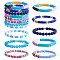 8Pcs 6 Style Synthetic Imperial Jasper & GLass Beaded Stretch Bracelets Set, Polymer Clay Heishi Surfer  Bracelets, Acrylic Curved Tube Chunky Bracelets for Women, Cornflower Blue, Inner Diameter: 2-1/8 inch(5.5cm)