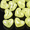 Transparent Crackle Acrylic Beads, Half Drilled Beads, Heart, Yellow, 14.5x18x13mm, Half Hole: 3.5mm