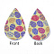 PU Leather Big Pendants, Easter Theme, teardrop, with Egg Pattern, Colorful, 55x35x2mm, Hole: 2mm