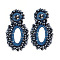 Rhinestone Braided Ear Studs for Women, Oval, Bohemian Style, Slate Gray, 70x43mm