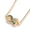 304 Stainless Steel Pendant Necklaces, with Cubic Zirconia and Shell, Infinity, Golden, 18.3 inch(46.7cm), Pendant: 22.5x10.5x2.5mm