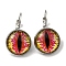 Dragon Eye Glass Leverback Earrings with Brass Earring Pins, Cerise, 29mm