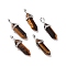 Natural Tiger Eye Pointed Pendants, Faceted, with Platinum Tone Brass Findings, Lead free & Cadmium Free, Bullet, 27~30x9~10x7~8mm, Hole: 4x3mm