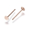 304 Stainless Steel Stud Earring Findings, Flat Pad Earring Post, Rose Gold, 11.5x3mm, Pin: 0.7mm