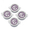 Alloy Enamel Links Connectors, with Crystal Rhinestones, Flat Round with Letter, Silver Color Plated, Letter.E, 22x16x2mm, Hole: 1.8mm