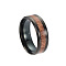 Titanium Steel Wide Band Finger Rings, with Acacia, Gunmetal, US Size 12 1/4(21.5mm)