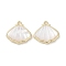 Brass Pave Shell Charms, Shell Shape Charms, Real 18K Gold Plated, 11.5x12.5x2.5mm, Hole: 1mm