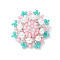 Seed Beads Beaded Charms, Flower Pendants, with Shell Pearl Beads, Pearl Pink, 21x21x8.5mm, Hole: 0.8mm