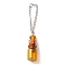 Empty Perfume Bottle Pendants, with Cork Stopper & Brass Chain, Platinum Iron Findings, Goldenrod, 70mm, Link Wide: 2mm, Bottle: 12mm Wide, 35mm Long, 12mm Thick, Inner Diameter: 6mm, Capacity: 2ml(0.07fl. oz)