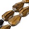 Natural Tiger Eye Beads Strands, Faceted Teardrop, 36~40x24~26x9.5~10.5mm, Hole: 2mm, about 9pcs/strand, 14.96''(38cm)