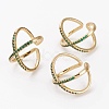 Brass Micro Pave Cubic Zirconia Cuff Rings RJEW-C101-13G-E-1