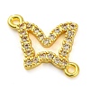 Brass Micro Pave Clear Cubic Zirconia Butterfly Links Connector Charms KK-A230-03C-G-1