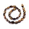 Natural Tiger Eye Flat Oval Bead Strands G-M206-19-2