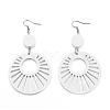 Trendy Flat Round Wood Dangle Earrings EJEW-F062-F-2