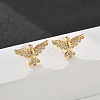 Eagle Brass Micro Pave Clear Cubic Zirconia Stud Earrings EJEW-B131-06G-1
