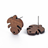 Walnut Wood Stud Earring Findings WOOD-S054-51-3