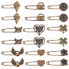 18Pcs 9 Styles Alloy Kilt Pins for Backpack Clothes JEWB-SC0001-91-1