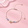 Starfish Natural Agate & Amazonite & Shell Pearl Beads Braided Bead Bracelets for Women BJEW-JB12765-01-1