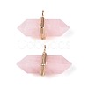 Natural Rose Quartz Double Terminal Pointed Pendants G-N345-09B-1