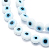 Handmade Evil Eye Lampwork Flat Round Bead Strands LAMP-L058-8mm-14-3