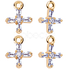 10Pcs Brass Clear Cubic Zirconia Tiny Cross Charms KK-BBC0015-92-1