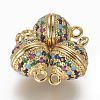 Brass Micro Pave Cubic Zirconia Magnetic Clasps with Loops ZIRC-L082-B-02-G-1