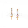 Brass Micro Pave Clear Cubic Zirconia Stud Earring Findings KK-S364-049-1