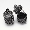 Carved Column Rack Plating Brass Prayer Box Pendants KK-L101-37B-1