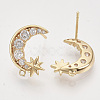 Brass Micro Pave Clear Cubic Zirconia Stud Earring Findings KK-T054-53G-NF-2