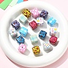 18Pcs 9 Colors Laser & Printed Opaque Acrylic Beads OACR-YW0004-55-4