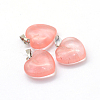 Heart Dyed Cherry Quartz Glass Pendants G-Q371-03-2