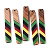 Jamaican Colour Epoxy Resin & Walnut Wood Pendants RESI-N039-122D-1