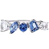 Rectangle Horse Eye Triangle Brass Micro Pave Clear & Blue Cubic Zirconia Finger Rings for Women FS-WG723F9-04-5