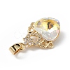 Real 18K Gold Plated Rack Plating Brass Micro Pave Clear Cubic Zirconia Pendants KK-C015-30G-08-2
