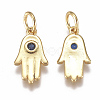 Brass Micro Pave Cubic Zirconia Charms X-ZIRC-F111-16G-2
