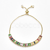 Adjustable Brass Cubic Zirconia Slider Bracelets BJEW-S141-03-1