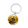 Seven Chakras Yoga Theme Glass Half Round/Dome Pendant Keychain WG14972-04-1