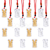 16Pcs 2 Colors Gold Foil Rabbit Pendant Necklaces Set with Red Ropes NJEW-CA0001-08-1