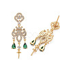 Brass Micro Pave Clear Cubic Zirconia Stud Earring Findings KK-S356-665G-NF-3