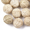 Handmade Reed Cane/Rattan Woven Beads WOVE-T006-106-1