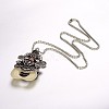Antique Silver Plated Alloy Resin Pendant Necklaces NJEW-J031-02-1