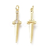 Brass Micro Pave Clear Cubic Zirconia Pendants ZIRC-I048-16G-2