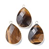 Faceted Natural Tiger Eye Pendants G-M356-A01-LG-1