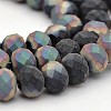 Half Rainbow Plated Faceted Rondelle Glass Beads Strands EGLA-J054-6x4mm-HR01-1
