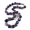 Natural Amethyst Nuggets Beaded Necklaces for Women Men NJEW-K388-01E-5