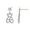 Brass Micro Pave Clear Cubic Zirconia Stud Earring Findings KK-S356-620P-NF-2