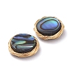Abalone Shell/Paua Shell Copper Wire Wrapped Flat Round Cabochons PALLOY-JF00418-01-2
