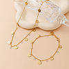 Elegant Brass Flat Round with Flower Tassel Necklace and Bracelet Set for Women OB3047-1